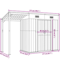 Gartenhaus mit Schleppdach Braun 277x110,5x181 cm Stahl