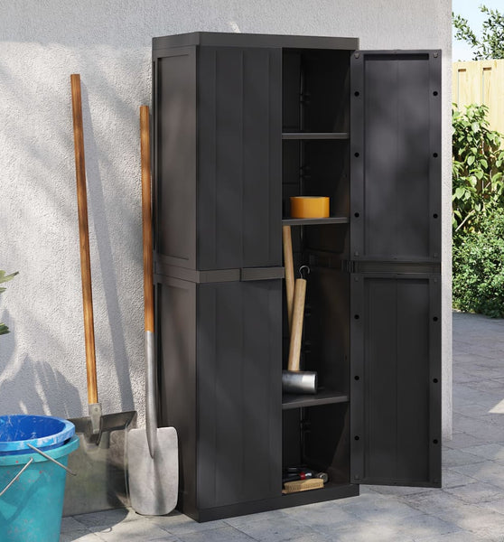 Gartenschrank Schwarz 65x37x165 cm PP