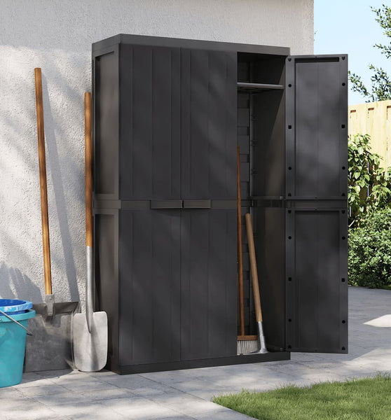 Gartenschrank Schwarz 97x37x165 cm PP