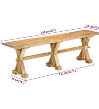 Sitzbank 160x35x45 cm Massivholz Mango