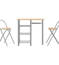 3-tlg. Bar-Set Grau und Braun Holzwerkstoff und Eisen