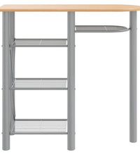 3-tlg. Bar-Set Grau und Braun Holzwerkstoff und Eisen