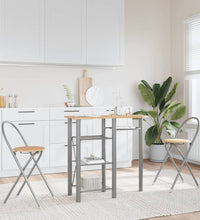 3-tlg. Bar-Set Grau und Braun Holzwerkstoff und Eisen