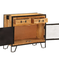 Sideboard 80x31x66 cm Massives Raues Mangoholz und Metall