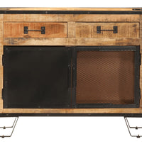 Sideboard 80x31x66 cm Massives Raues Mangoholz und Metall