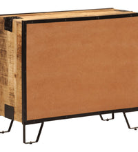 Sideboard 80x31x66 cm Massives Raues Mangoholz und Metall