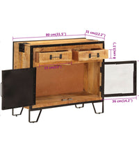 Sideboard 80x31x66 cm Massives Raues Mangoholz und Metall