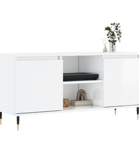 TV-Schrank Hochglanz-Weiß 104x35x50 cm Holzwerkstoff