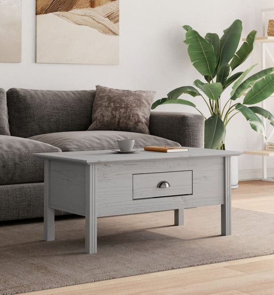 Couchtisch BODO Grau 100x55x46 cm Massivholz Kiefer