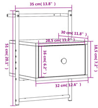 Wand-Nachttisch Grau Sonoma 35x30x51 cm Holzwerkstoff