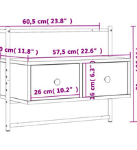 TV-Wandschrank Schwarz 60,5x30x51 cm Holzwerkstoff