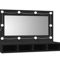 Spiegelschrank mit LED Schwarz 90x31,5x62 cm