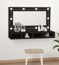 Spiegelschrank mit LED Schwarz 90x31,5x62 cm