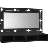 Spiegelschrank mit LED Schwarz 90x31,5x62 cm