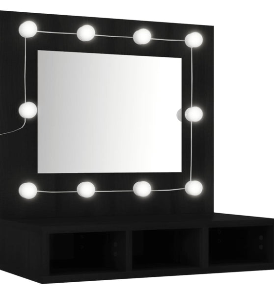 Spiegelschrank mit LED Schwarz 60x31,5x62 cm