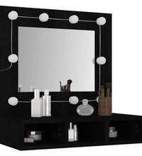 Spiegelschrank mit LED Schwarz 60x31,5x62 cm