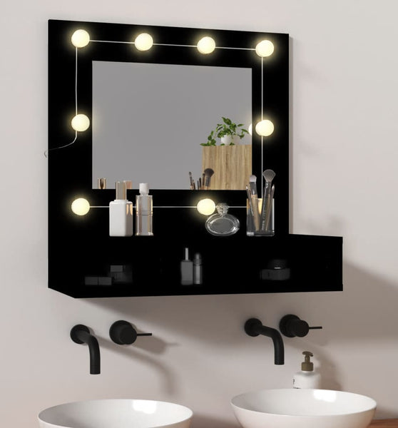Spiegelschrank mit LED Schwarz 60x31,5x62 cm