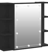 Spiegelschrank mit LED Schwarz 70x16,5x60 cm