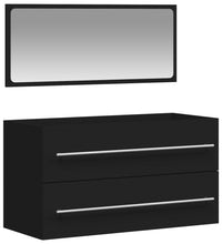 Badschrank mit Spiegel Schwarz Holzwerkstoff