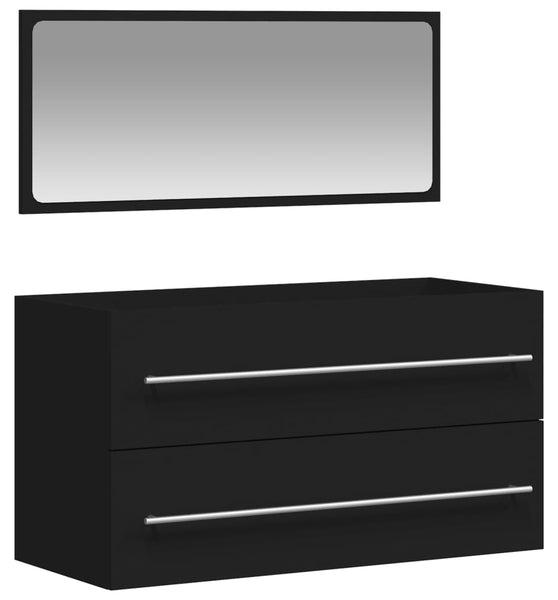 Badschrank mit Spiegel Schwarz Holzwerkstoff