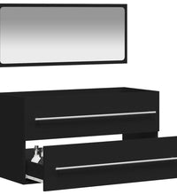 Badschrank mit Spiegel Schwarz Holzwerkstoff