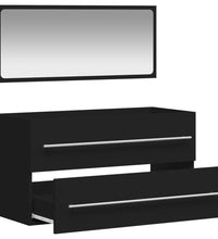 Badschrank mit Spiegel Schwarz Holzwerkstoff
