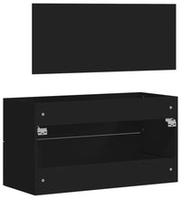 Badschrank mit Spiegel Schwarz Holzwerkstoff