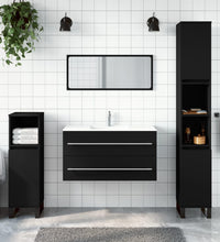 Badschrank mit Spiegel Schwarz Holzwerkstoff