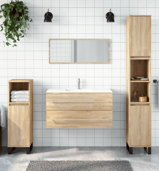 Badschrank mit Spiegel Sonoma-Eiche Holzwerkstoff