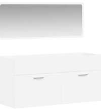 Badschrank mit Spiegel Weiß Holzwerkstoff
