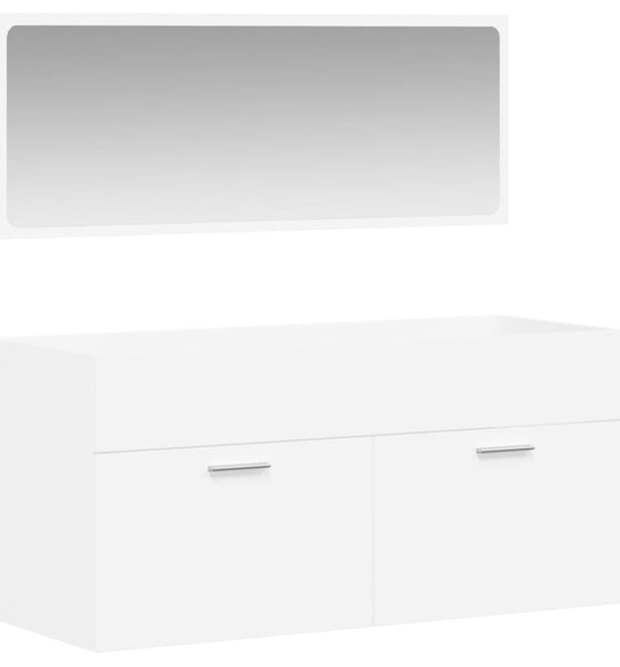 Badschrank mit Spiegel Weiß Holzwerkstoff
