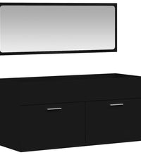 Badschrank mit Spiegel Schwarz Holzwerkstoff