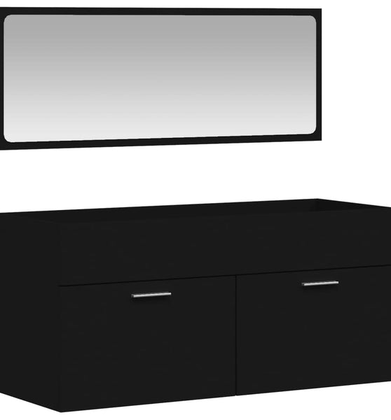 Badschrank mit Spiegel Schwarz Holzwerkstoff