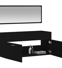 Badschrank mit Spiegel Schwarz Holzwerkstoff