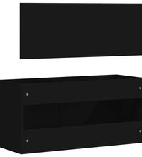 Badschrank mit Spiegel Schwarz Holzwerkstoff