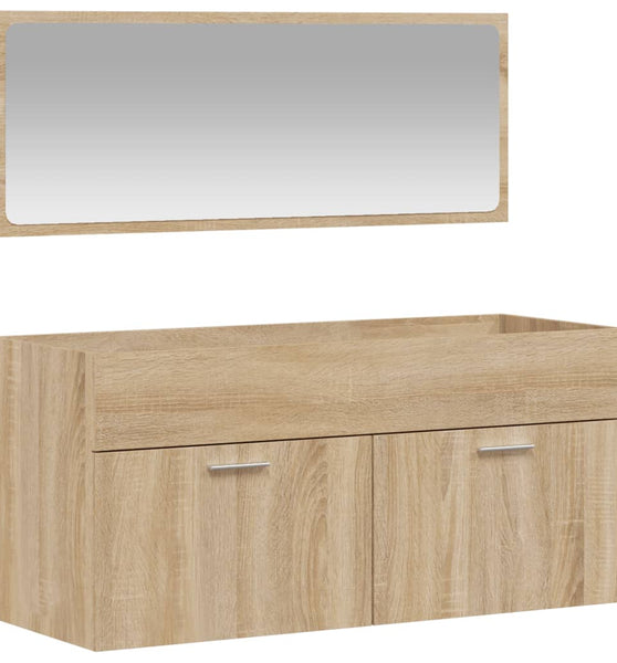 Badschrank mit Spiegel Sonoma-Eiche Holzwerkstoff
