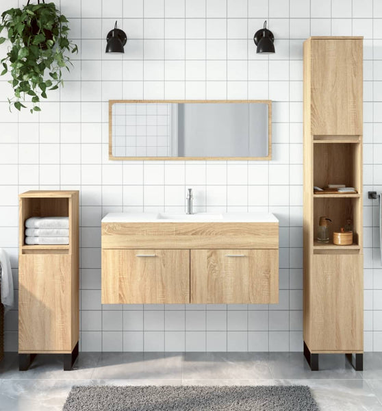 Badschrank mit Spiegel Sonoma-Eiche Holzwerkstoff