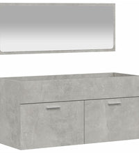 Badschrank mit Spiegel Betongrau Holzwerkstoff