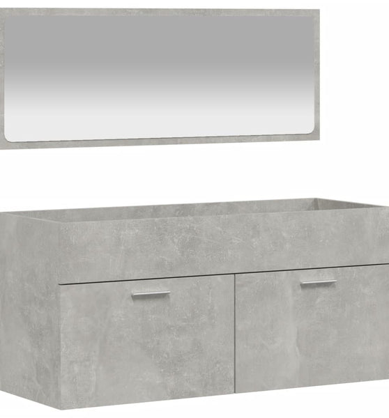 Badschrank mit Spiegel Betongrau Holzwerkstoff