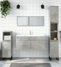 Badschrank mit Spiegel Betongrau Holzwerkstoff