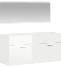 Badschrank mit Spiegel Hochglanz-Weiß Holzwerkstoff