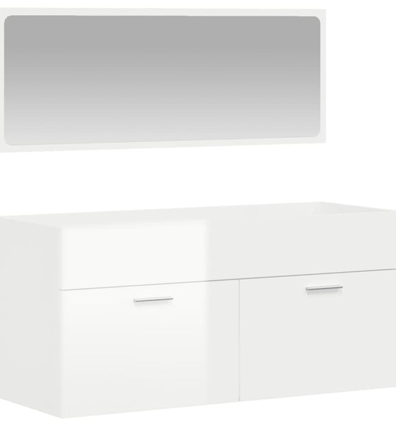 Badschrank mit Spiegel Hochglanz-Weiß Holzwerkstoff