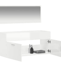 Badschrank mit Spiegel Hochglanz-Weiß Holzwerkstoff