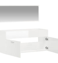 Badschrank mit Spiegel Hochglanz-Weiß Holzwerkstoff