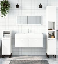 Badschrank mit Spiegel Hochglanz-Weiß Holzwerkstoff
