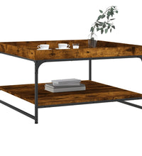 Couchtisch Räuchereiche 80x80x45 cm Holzwerkstoff und Eisen