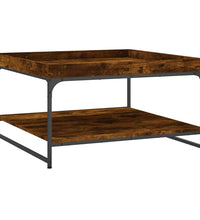 Couchtisch Räuchereiche 80x80x45 cm Holzwerkstoff und Eisen