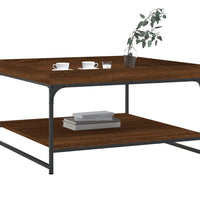 Couchtisch Braun Eichen-Optik 80x80x45 cm Holzwerkstoff Eisen