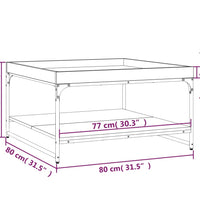 Couchtisch Braun Eichen-Optik 80x80x45 cm Holzwerkstoff Eisen
