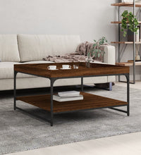 Couchtisch Braun Eichen-Optik 80x80x45 cm Holzwerkstoff Eisen